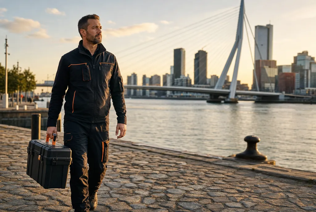 Slotenmaker Erkend locksmith on site in Rotterdam